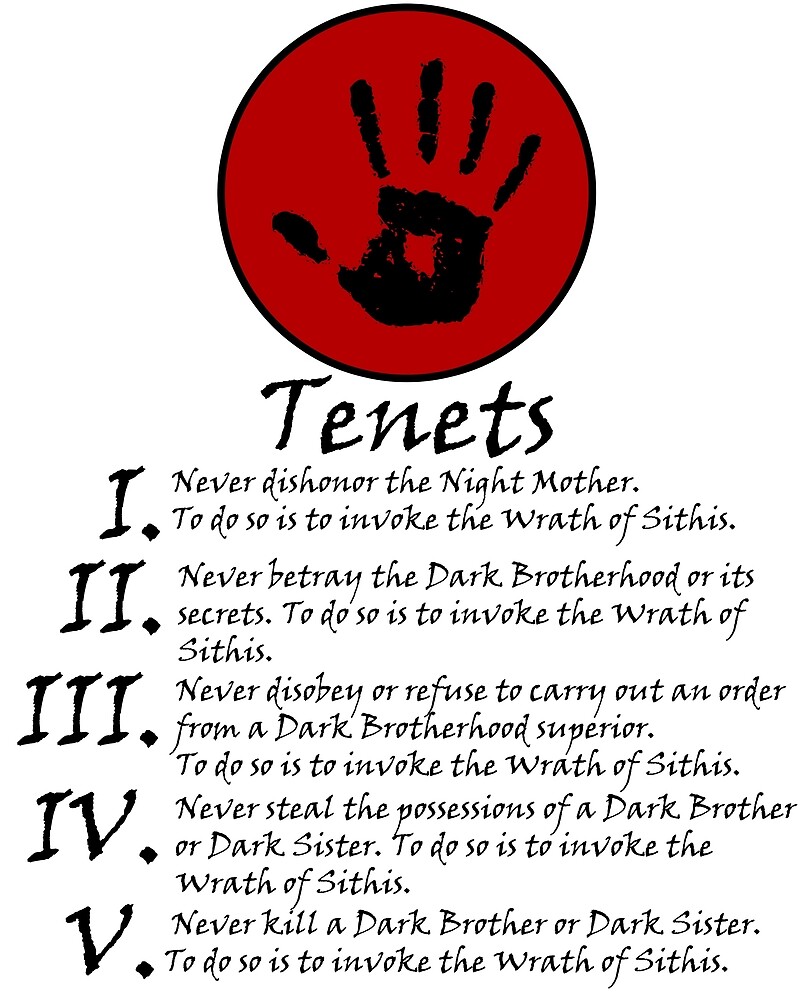 Dark Brotherhood Tenets Skyrim By Dallino Redbubble