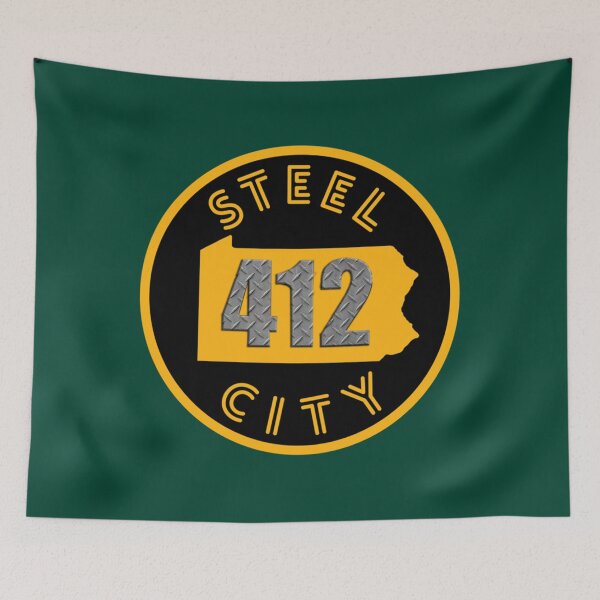 Item preview, Pittsburgh Steel City Retro Pennsylvania Map 412 Circle Shirts s   designed and sold by Hyusein.