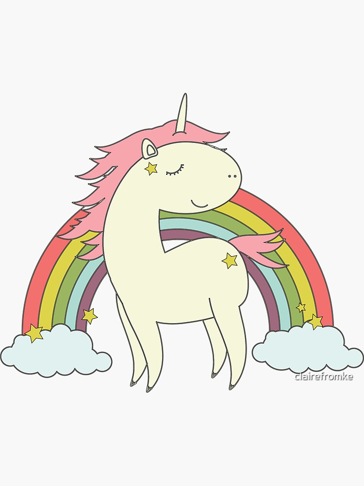 rainbow unicorn sticker by clairefromke redbubble