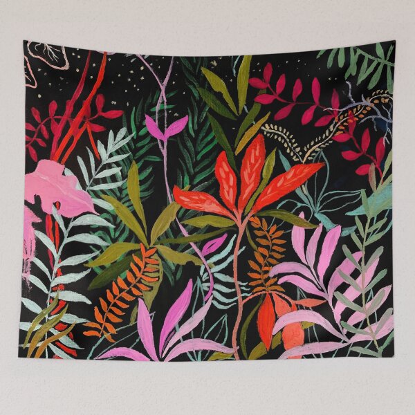 Item preview, Art of Night Plants - Oil and Acrylic Painting of Nature - Bright Abstract Flowers Image designed and sold by ArtProvocation.
