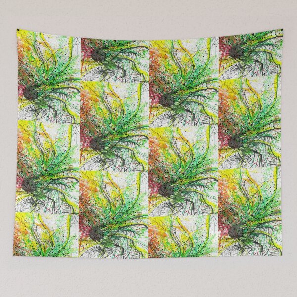 Item preview, Floating In The Electric Sea #336 Vibrant Multicolor Red Orange Yellow Green Tones Hand-painted Original Abstract Painting Detail 1 Inspired By Brain Nerve Cells Neurons Diatom Algae Spring Summer 5D designed and sold by Rainbow Artist Orlando L.