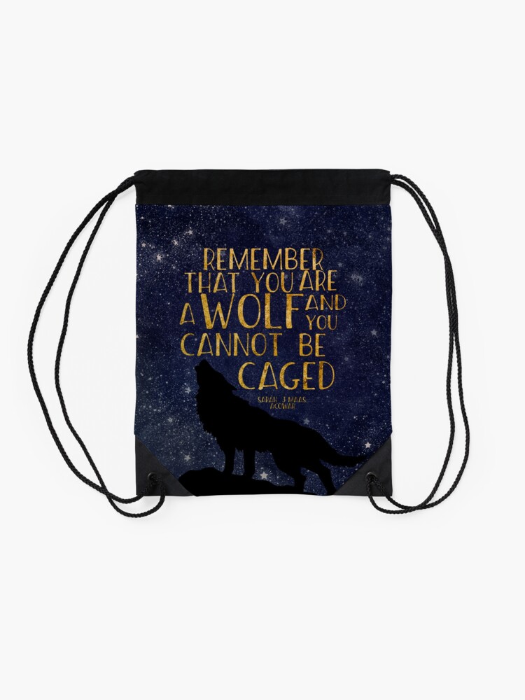 Alternate view of Remember that you are a wolf and you cannot be caged Drawstring Bag