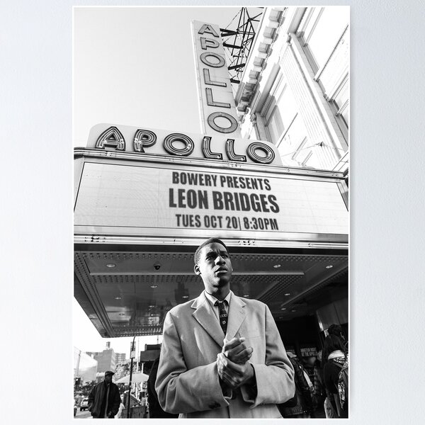 Vista previa del artículo con la obra «Concierto de Leon Bridges Apolo», diseñado y vendido por buddybrylee.