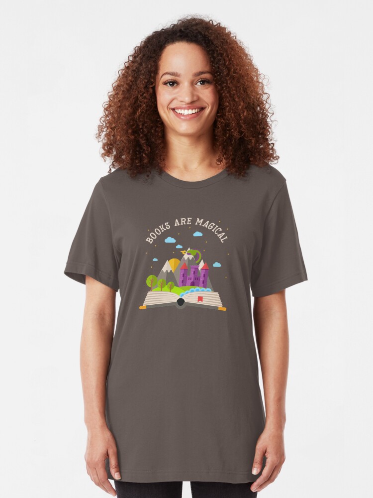 Alternate view of Books are magical Slim Fit T-Shirt