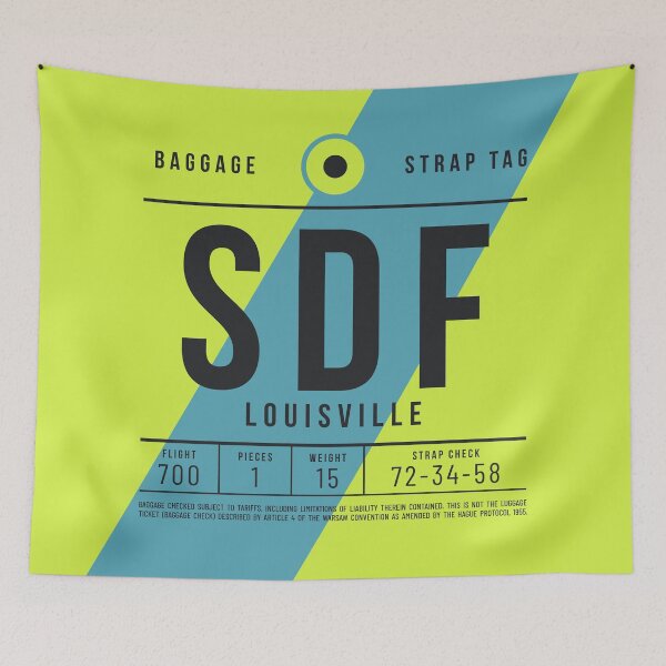 Aperçu de l'œuvre Étiquette de bagage E - SDF Louisville Kentucky USA créée et vendue par VoodooCircus.