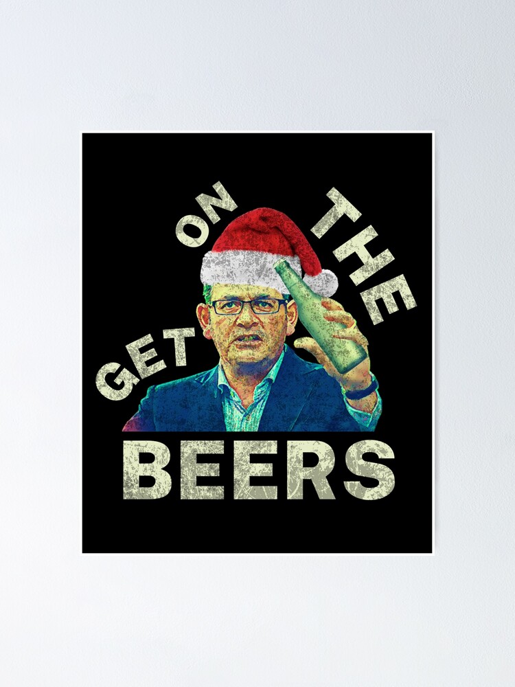 "Get On The Beers Christmas Vintage Retro Dan Andrews Meme " Poster for