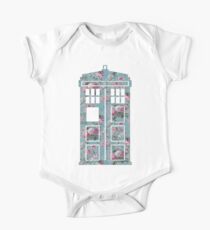Floral Police Box Short Sleeve Baby One-Piece