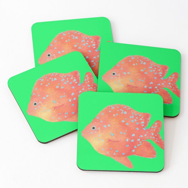 Item preview, Tropical Fish painting on lime background designed and sold by MatsonArtDesign.