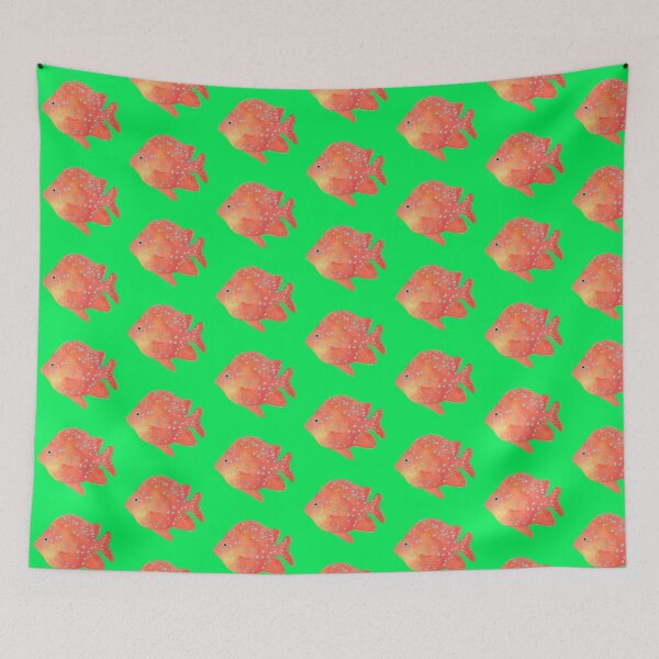 Item preview, Tropical Fish painting on lime background designed and sold by MatsonArtDesign.
