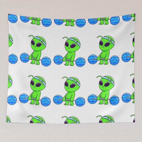 Item preview,  Funny Cute Alien lifting planet weights  designed and sold by BEAUTY ⭐⭐⭐⭐⭐.