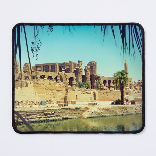 Item preview, Unusual view of Karnak temple in Luxor, from the holy lake, hypostyle hall and pylon, ancient Egypt photography, Egyptian temples designed and sold by art-of-egypt.