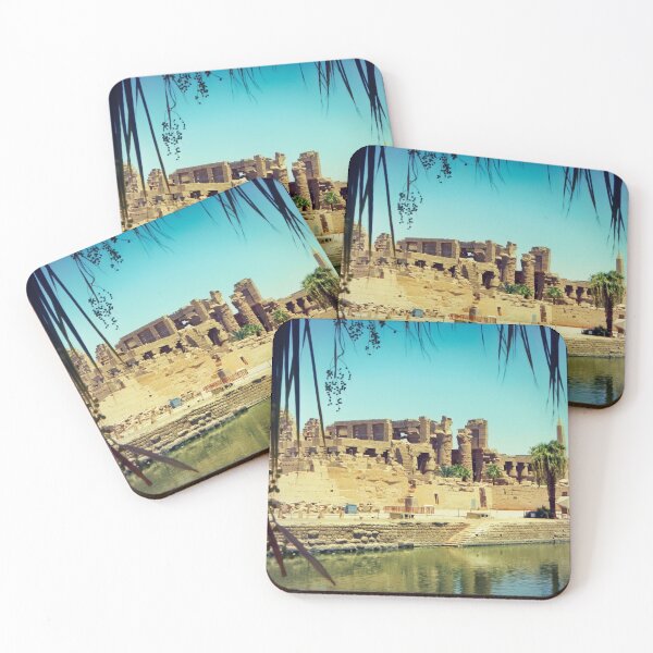 Item preview, Unusual view of Karnak temple in Luxor, from the holy lake, hypostyle hall and pylon, ancient Egypt photography, Egyptian temples designed and sold by art-of-egypt.