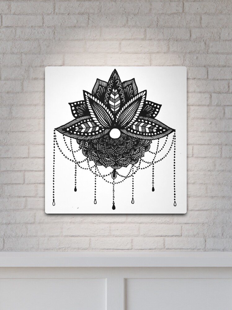 Lotus Mandala Wall Art – Slate & Rose