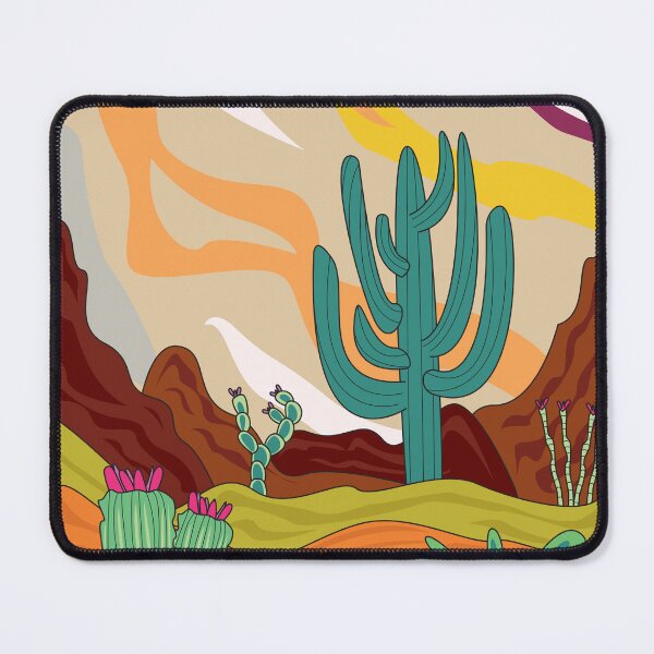 Item preview, Desert climate, retro style, abstract cactus , sun, sand and mountains  designed and sold by SGS-.