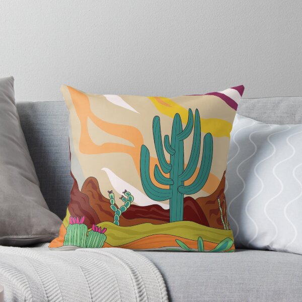 Item preview, Desert climate, retro style, abstract cactus , sun, sand and mountains  designed and sold by SGS-.