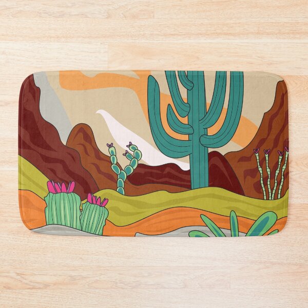 Item preview, Desert climate, retro style, abstract cactus , sun, sand and mountains  designed and sold by SGS-.