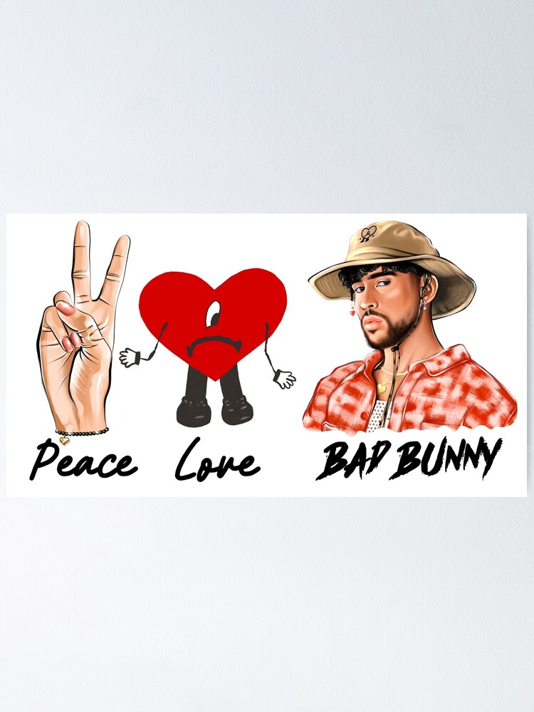 Bad Bunny in Sad Heart Baseball Jersey Poster for Sale by OmoYolo