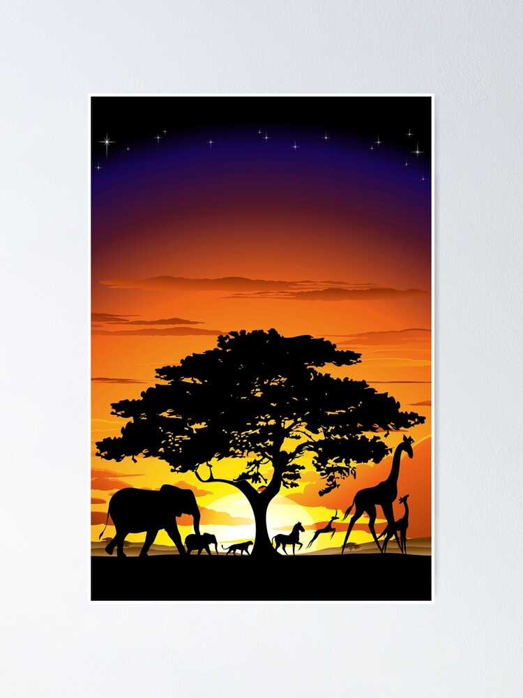 Posters des animaux de la savane