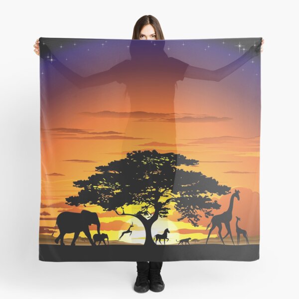 Item preview, Wild Animals on African Savanna Sunset  designed and sold by BluedarkArt.