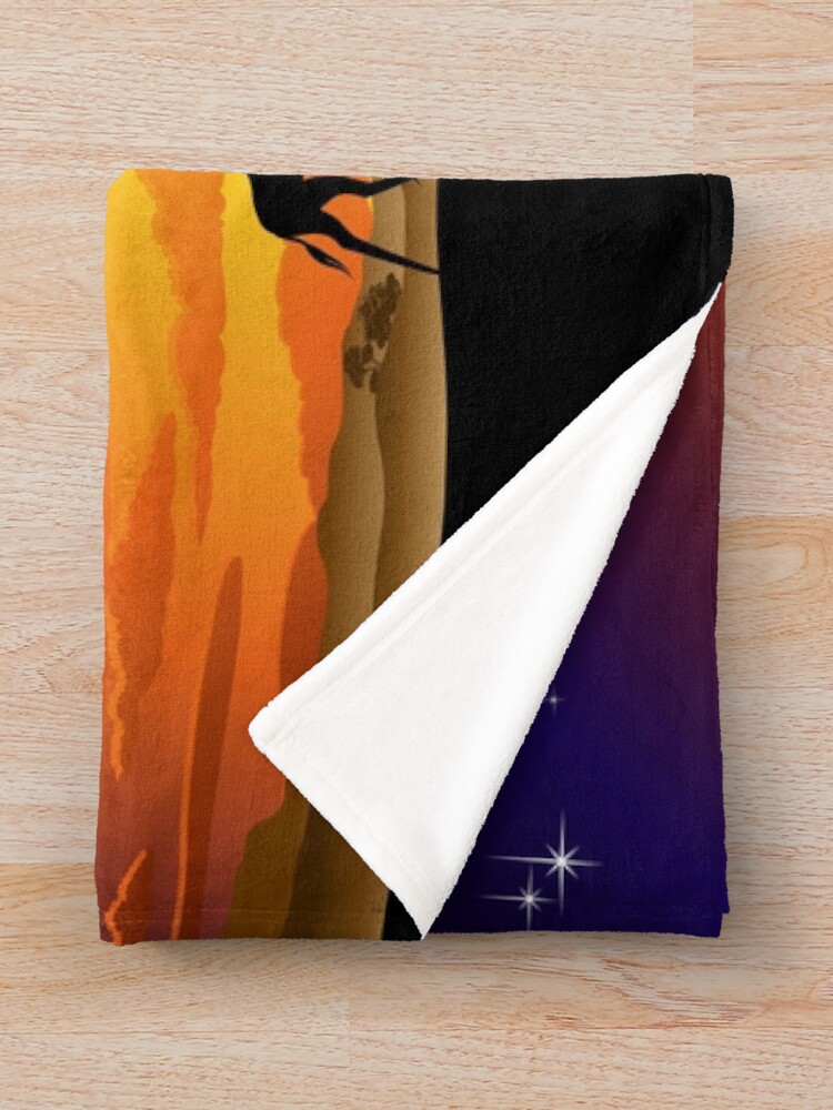 Alternate view of Wild Animals on African Savanna Sunset Throw Blanket