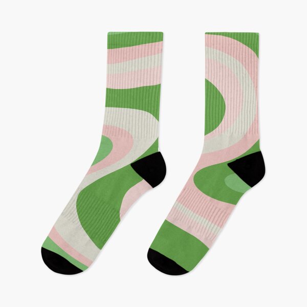 Item preview, Lime Green and Soft Pink Wave Machine Abstract Retro Swirl Pattern designed and sold by kierkegaard.