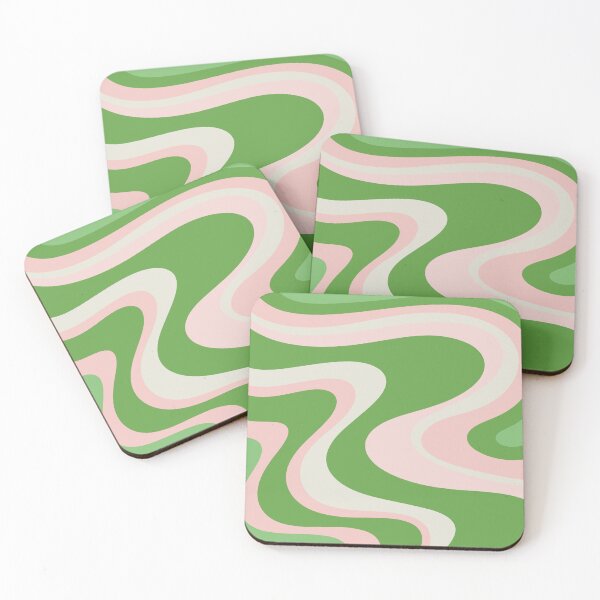 Item preview, Lime Green and Light Pink Wave Machine Abstract Retro Swirl Pattern designed and sold by kierkegaard.