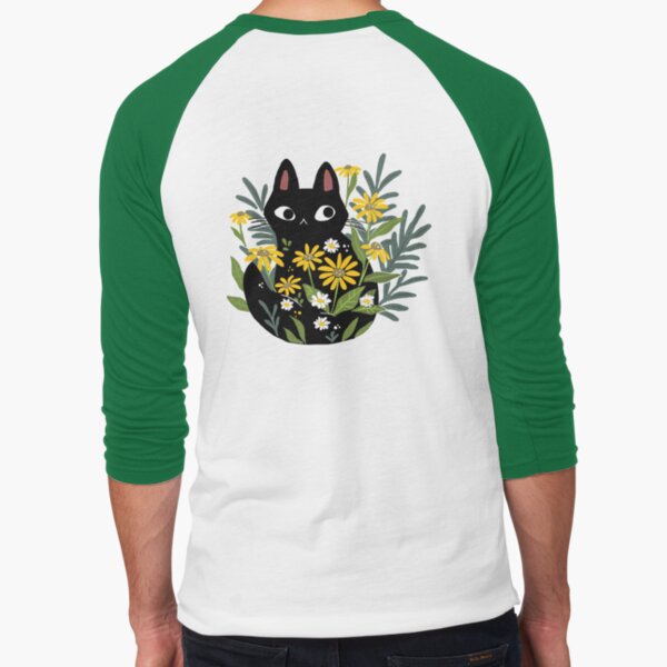 Item preview, Black cat with flowers  designed and sold by michelledraws.