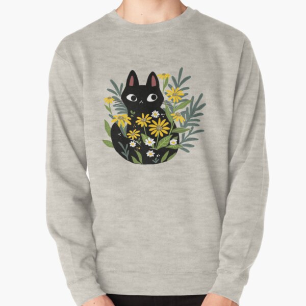 Item preview, Black cat with flowers  designed and sold by michelledraws.