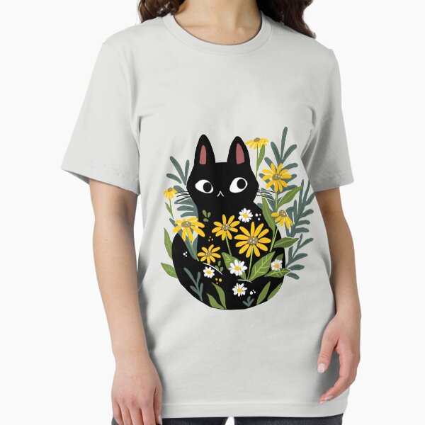 Item preview, Black cat with flowers  designed and sold by michelledraws.