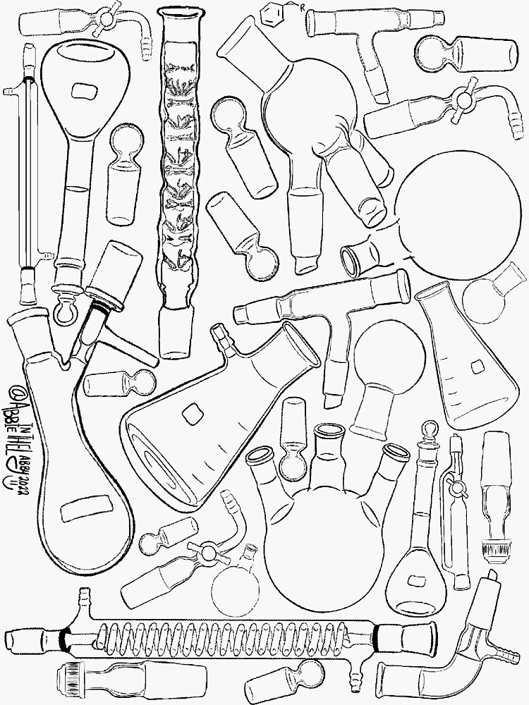 "Chemistry Flask Beaker Science Collage Artwork for Students" Sticker for Sale by