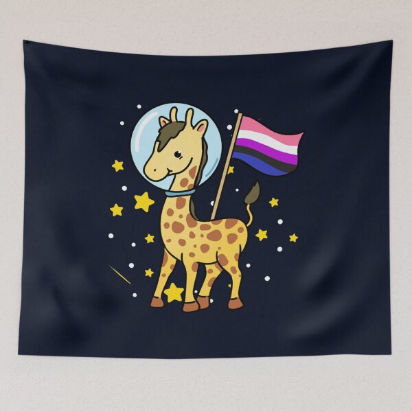 Item preview, Genderfluid Giraffe In Space Genderfluid Pride   designed and sold by TheRacingPit.