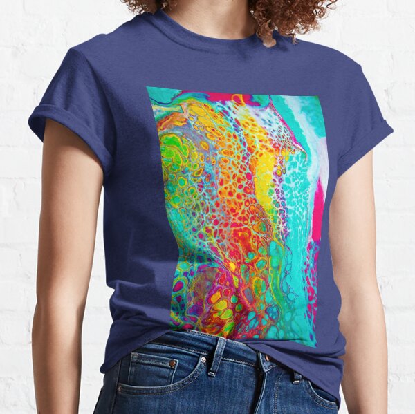 "Cellular Rainbow" - Acrylic Paint Pour Classic T-Shirt