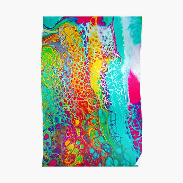 "Cellular Rainbow" - Acrylic Paint Pour Poster