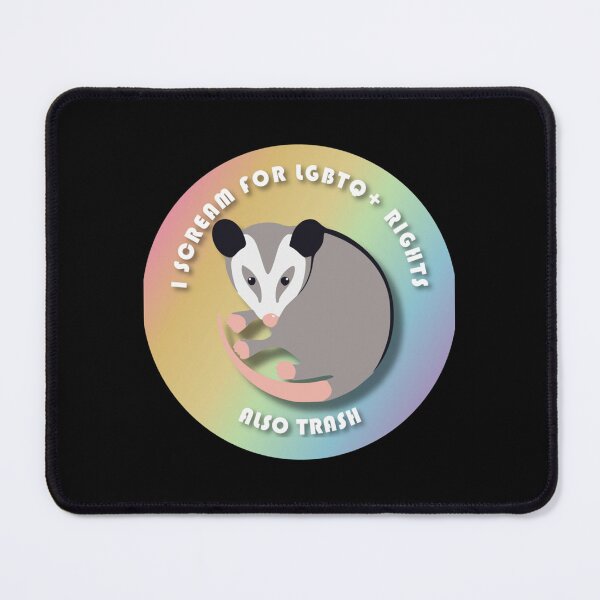 Item preview, Opossum screams for LGBTQ+ Rights and trash   designed and sold by KazsMannequin.