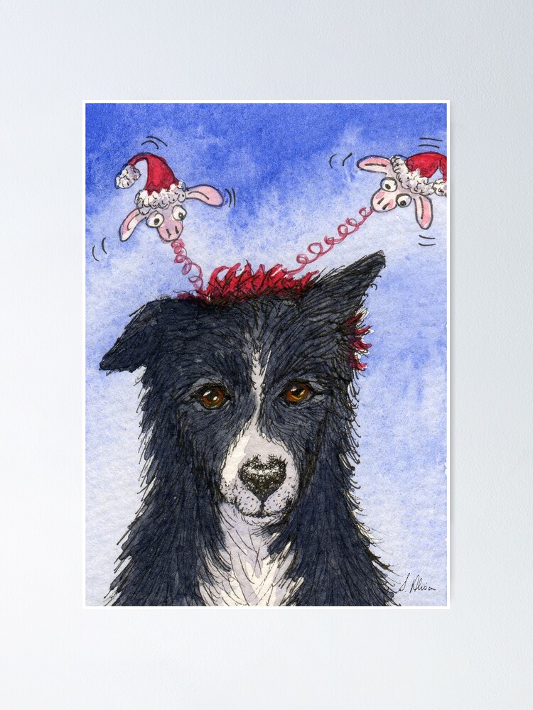 merry christmas border collie
