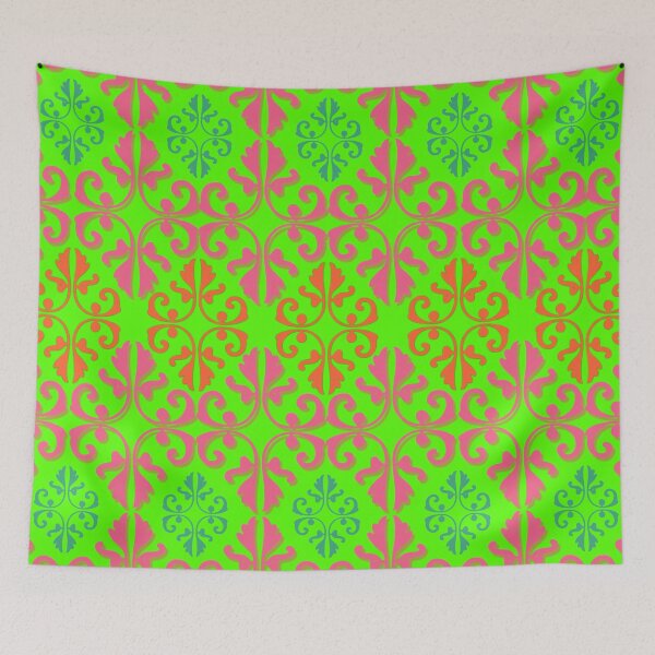 Item preview, Bright repeating pattern using clashing colors of pink, green and orange designed and sold by Wonder & Whimsy.