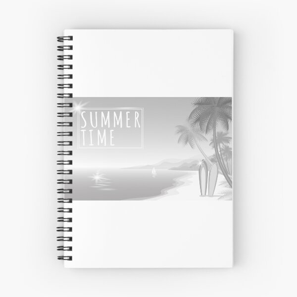 Item preview, Dibujo en blanco y negro Playa, palmeras, océano, yate en la distancia, surf. designed and sold by LuckyStep.