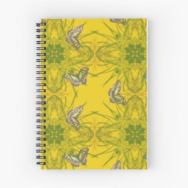 Item preview, Butterfly and grasses, drawn geometric repeating pattern, yellow background - WelshDesigns designed and sold by welshdesigns.