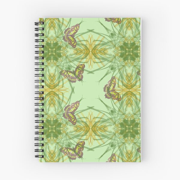 Item preview, Butterfly and grasses, drawn geometric repeating pattern, lime green background - WelshDesigns designed and sold by welshdesigns.