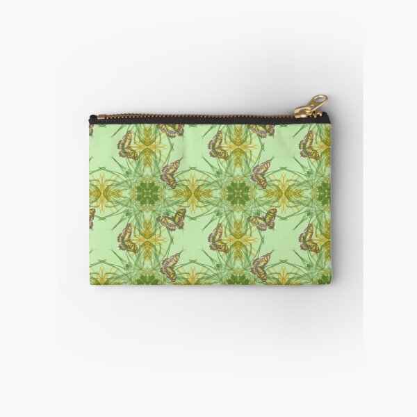 Item preview, Butterfly and grasses, drawn geometric repeating pattern, lime green background - WelshDesigns designed and sold by welshdesigns.
