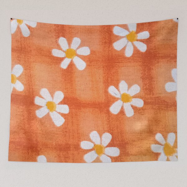 Item preview, White flowers on an orange surface designed and sold by AbaTiro.