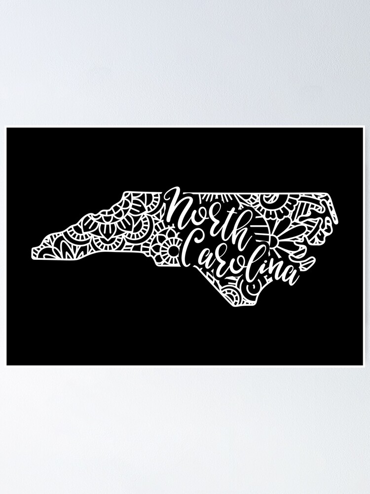 North Carolina Black And White Map Poster For Sale By Outcastbrain