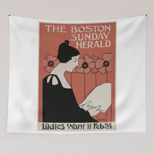 Item preview, Art Nouveau Lady Reading, Boston Sunday Herald  designed and sold by Old Soul Vintage .