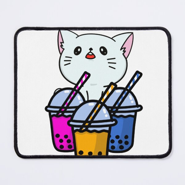 Item preview, Aesthetic cat drinking boba designed and sold by RecStore.