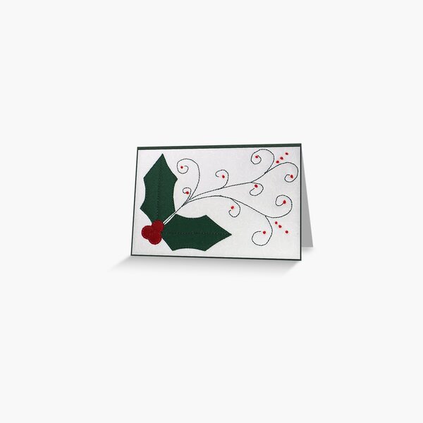 Holly Scroll Quilted Postcard Image Greeting Card