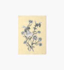 bees and chamomile on honey background Art Board Print