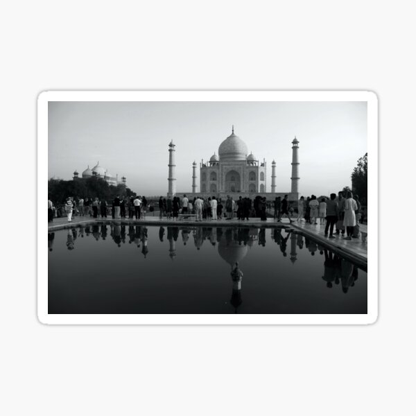 The Taj Mahal, Tourists and Reflections Sticker