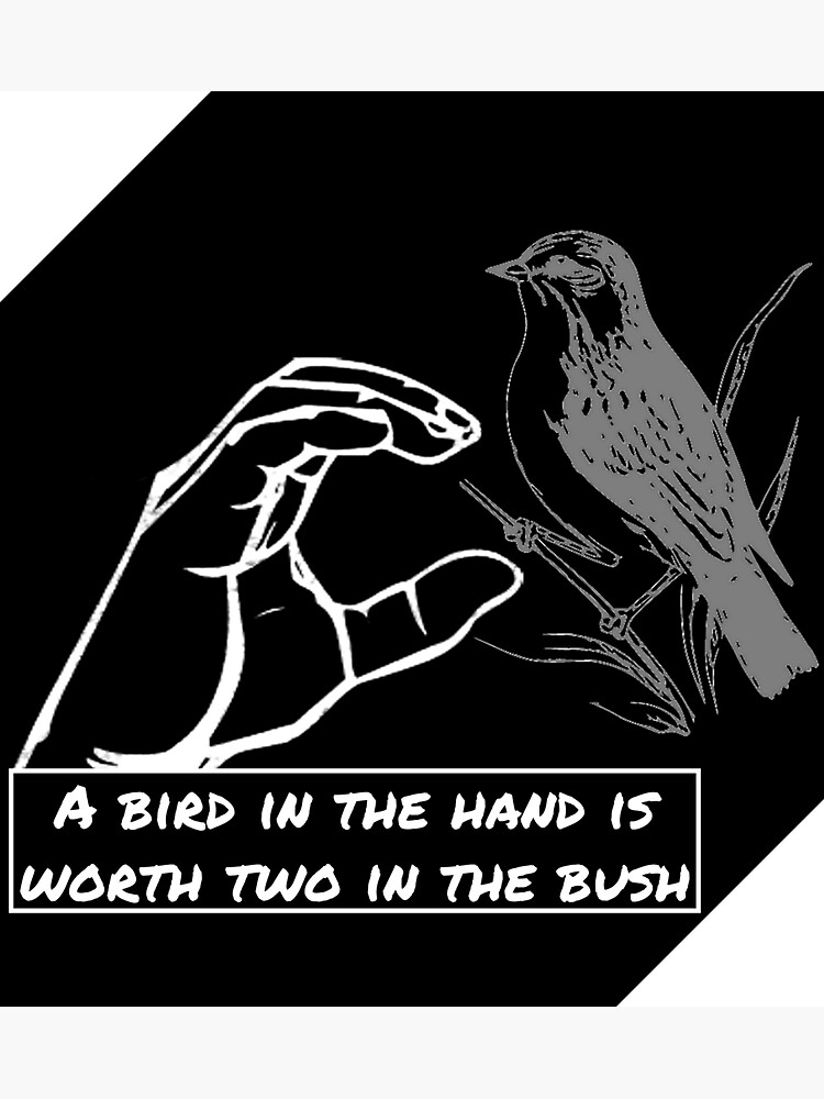 "A bird in the hand is worth two in the bush." Sticker for Sale by