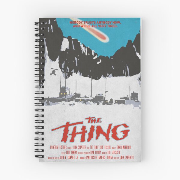 Aperçu de l'œuvre The Thing de John Carpenter avec Kurt Russell 1982. Citation de décoration murale de film d'horreur créée et vendue par cinemadnesshirt.