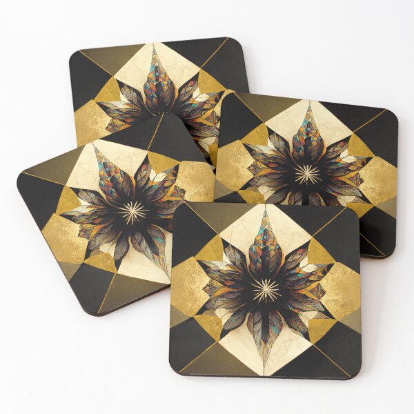 Item preview, Kaleidoscope flower black and gold designed and sold by artofbelletz.